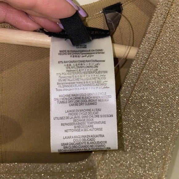bcbg maxazria Gold Square Neck Sparkly Bodycon Mini Dress XS - Picture 8 of 13